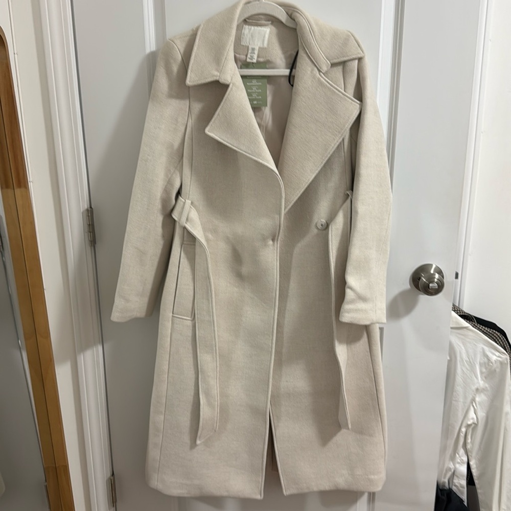 H&M tie belt coat